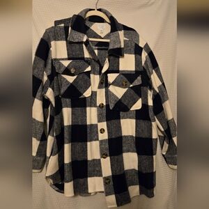 TIME and TRU Black and White Plaid Button-Up Shirt SIZE 22